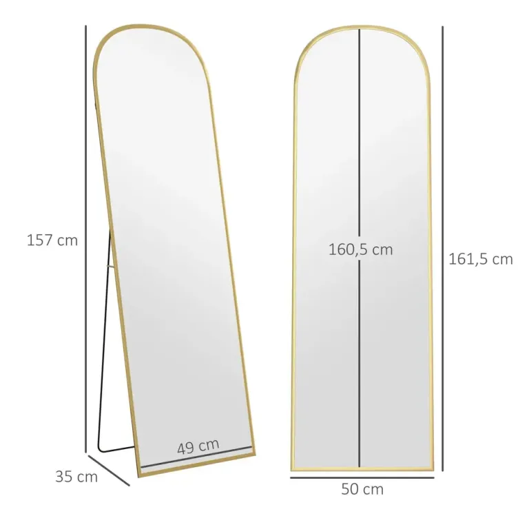 Helfigursspegel Golvspegel Guld Aluminiumram