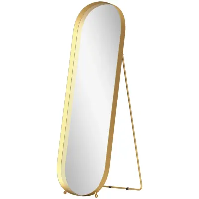 Helfigursspegel Golvspegel Metallram Guld
