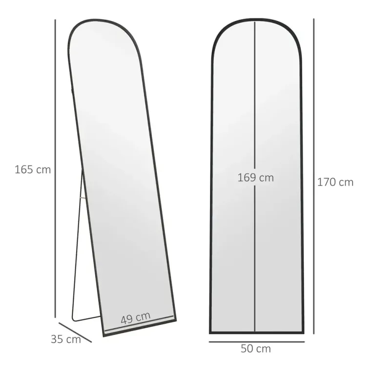Helfigursspegel Golvspegel Modern Svart Ram