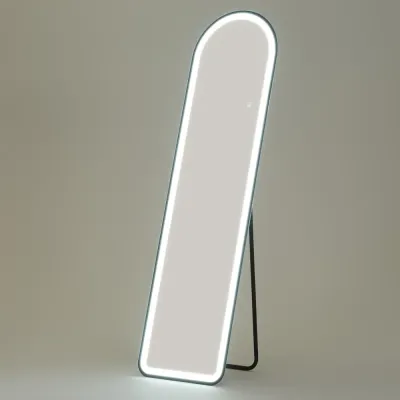 Helfigursspegel med LED-Belysning Svart Stativ