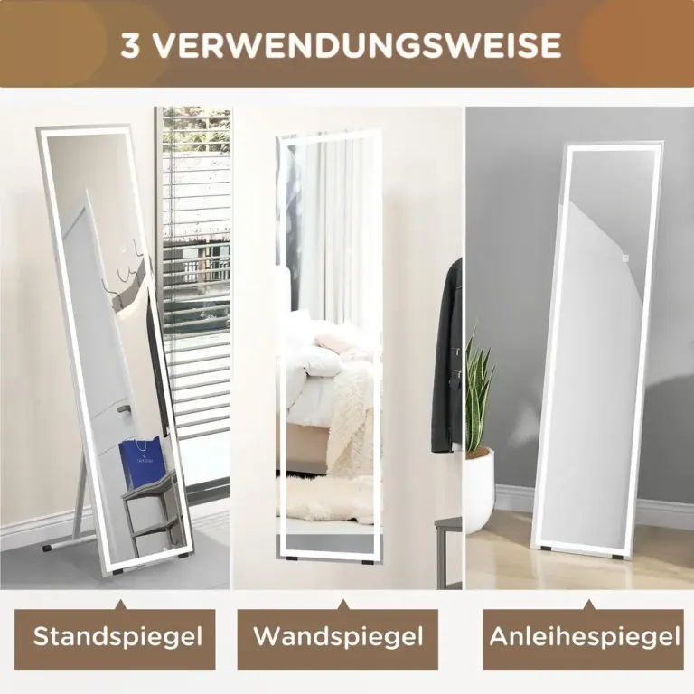 Helfigursspegel Vägg- & Golvspegel Vit Ram