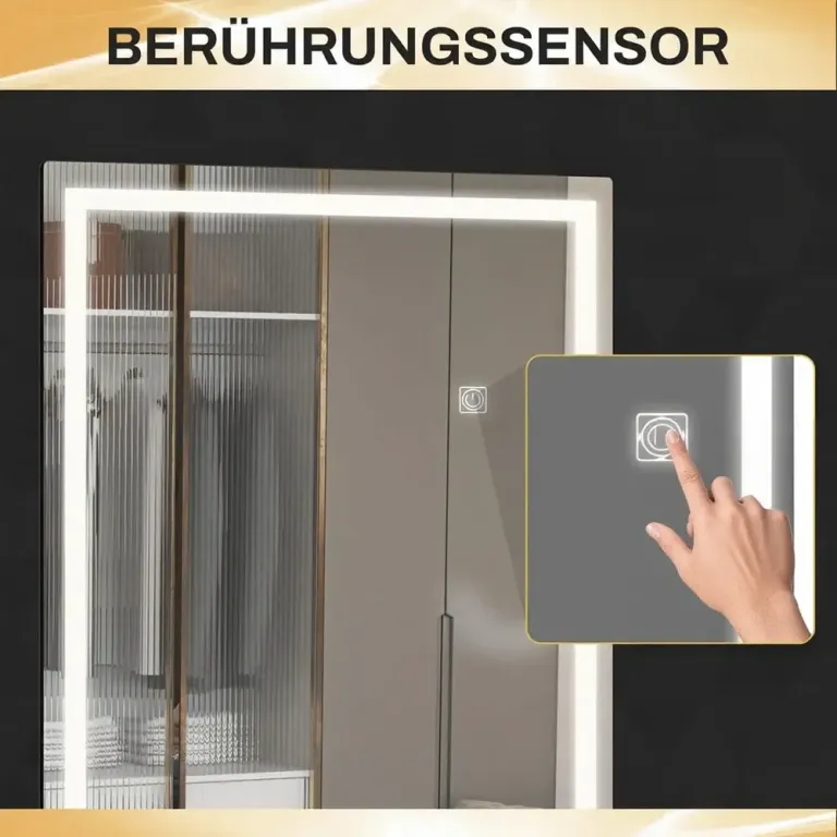 Helfigursspegel Vägghängd Spegel med LED Silver