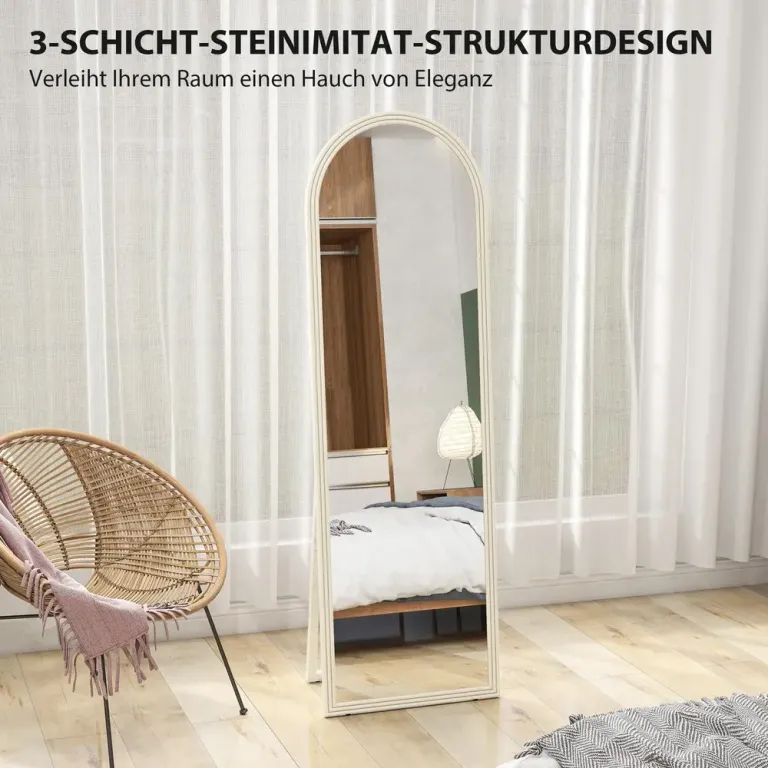 Helfigursspegel Välvd Golv- & Väggspegel Vit Ram