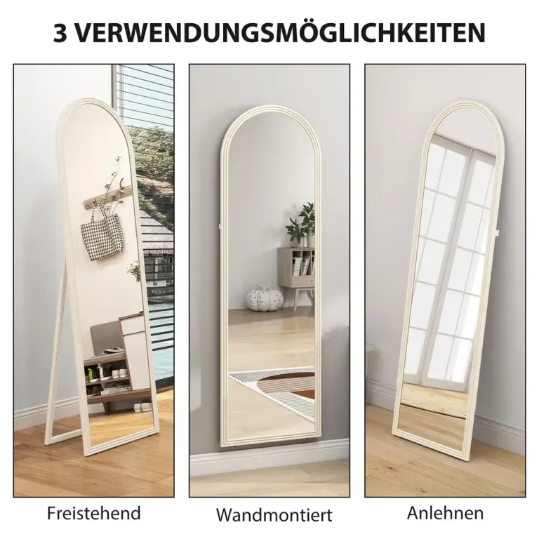 Helfigursspegel Välvd Golv- & Väggspegel Vit Ram
