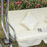 3-Sitsig Hammock med Soltak, Bekväm Trädgårdsgunga med Justerbar Vinkel, Väderbeständig Hängsoffa för Avkoppling, Beige, 200 x 120 x 164 cm