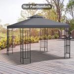 Ersättningstak för Lusthus 3 x 3 m, Vattenavvisande Lusthustak för Metallusthus, Polyester, Mörkgrå