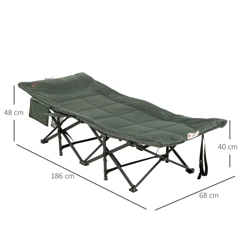 Campingsäng Solsäng Grå av Stål och Oxford 186 x 68 x 48 cm