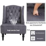 Öronlappsfåtölj Sammet med Knappar Elegant Relaxstol med Träben för Vardagsrum Bekväm Klassisk Design Grå 67 X 70,5 X 97 Cm