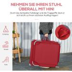 Campingstol Fällstol med Justerbart Ryggstöd Vinröd av Tyg och Metall för Camping och Trädgård Hopfällbar Stol 120 kg