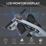 Roddmaskin med LCD Motionscykel Effektiv Hemmaträning Stål och PVC LCD Display Grå 130 X 47,5 X 67 Cm