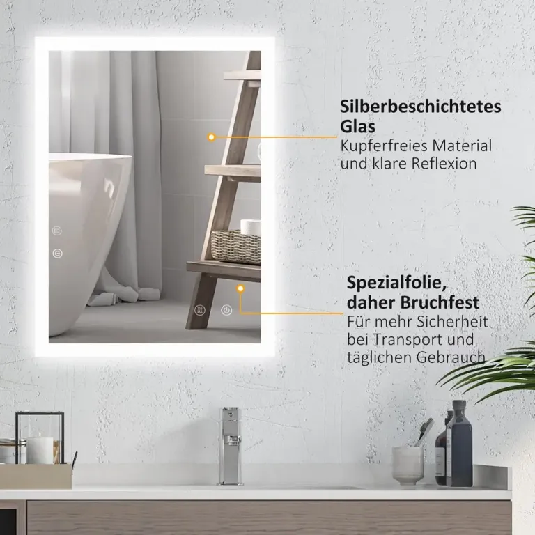 LED-Badrumsspegel Bakgrundsbelyst Pekfunktion 80 x 60 cm