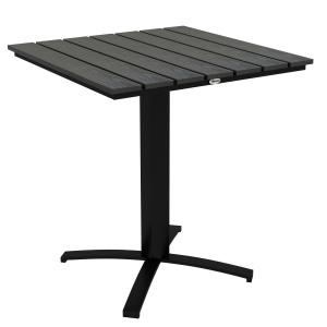 Trädgårdsbord Matbord Grå av Aluminium och Trälook för Terrass och Trädgård Fyrkantigt Balkongbord för 4 Personer 70 x 70 x 76 cm