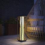 Solar Golvlampa Rottinglampa med Ljussensor Natur av Rotting för Trädgård och Balkong Boho Stil Lampa med 25 LED