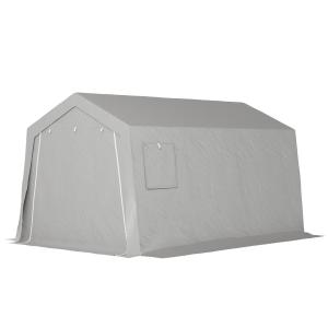 Verktygsskjul Redskapsbod med Sadeltak Ljusgrå av PE och Stål för Uteplats och Trädgård Vattentätt Verktygstält 300 x 447 x 255 cm