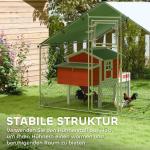 Hönshus Hönsgård Frigående Bur Silver av Galvaniserat Stål för 6-8 Kycklingar Utehus med Foderlucka 300 x 200 x 195 cm
