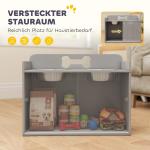 Matbar Hund Upphöjd Grå MDF och Rostfritt Stål för Hundar Foderstation med Förvaringsskåp och 2 Skålar Dekorativ Design med Benmönster