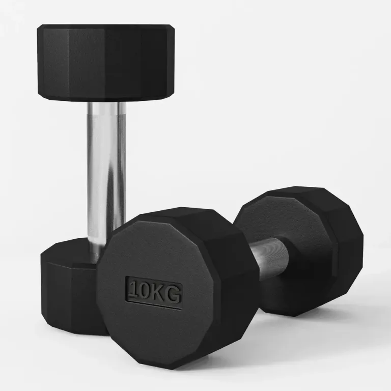 Hantelset 2 x 10 kg med Gummibeläggning, Svart