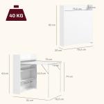 Matbord Hopfällbart med 4 Hyllplan för Små Kök och Matsalar Ergonomisk och Stabil Vit MDF med Anti-kipp Funktion