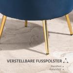 Fåtölj Stoppad Skalstol Blå av Sammetslook och Metall för Sovrum och Vardagsrum Modern Avkopplingsstol