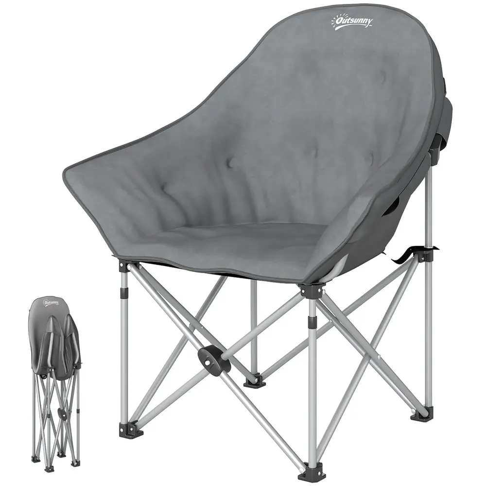 Campingstol Fiskestol Hopfällbar Grå av Tyg Ve Metall Ve