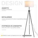 Golvlampa Modern E27 Stål och Polyester för Vardagsrum och Sovrum Svart och Vit 37 X 37 X 152 Cm