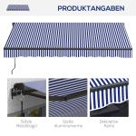 Balkongmarkis Solskydd Blå Vit av Aluminium och Tyg för Balkong Väggmonterad med Handvev 3 x 2,5 m