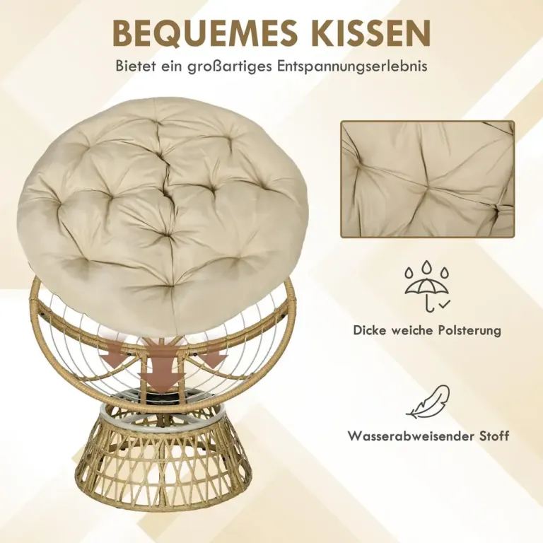 Papasanstol Snurrstol Khaki av Rotting 85 x 70 x 82 cm