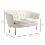 Soffa Loveseat Kräm av Sammet och Trä för Vardagsrum och Sovrum 2-Sits Stoppad Soffa med Armstöd upp till 150 kg 130 x 77 x 77 cm