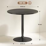 Matbord Runt Svart MDF och Stål för Kök och Vardagsrum Litet Köksbord för 2 Personer med Halkskydd Modern Design och Stabil Bas 80 cm