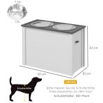 Hundskål Foderstation Vit av Trä och Rostfritt Stål för Stora Hundar med Förvaringsutrymme och 2 Skålar Upphöjd Matplats 2 l