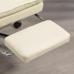 Kontorsstol Chefsstol Beige av Konstläder och Metall för Bekvämt Arbete Ergonomisk med Liggfunktion och Fotstöd Lutbar 155°