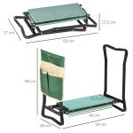 Knäpall Stabil Trä Stål för Trädgårdsarbete med Verktygsväska Skum och 2-i-1 Funktion för Trädgård och Altan 58 x 28 x 49 cm