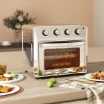 Miniugn Varmluft Robust Silver Rostfritt Stål för Bakning och Grillning 6 Lägen Timer Tillbehör 24 Liter