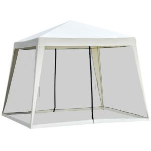Trädgårdspaviljong med Myggnät Elegant Partytält Väderbeständigt Tak Skyddar mot Sol och Insekter Krämvit 3 X 3 M