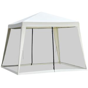 Trädgårdspaviljong med Myggnät Elegant Partytält Väderbeständigt Tak Skyddar mot Sol och Insekter Krämvit 3 X 3 M