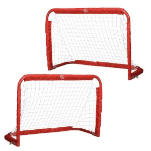 Fotbollsmål 2-Pack Hopfällbara Minimål Stål Q195 och Tetrolon för Trädgård och Lekplats Röd 90 X 36 X 60 Cm