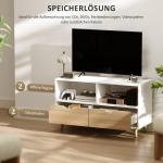 TV-Bänk TV-Skåp Lowboard med Låda Vit av Trä för Vardagsrum TV-Bord med 2 Hyllplan Längd 99 cm