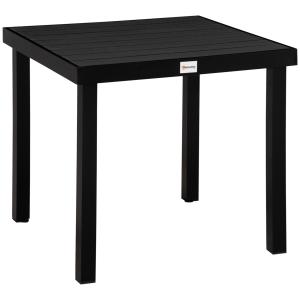 Trädgårdsbord i Komposit 4 Personer, Underhållsfritt Matbord i Aluminium och Plast, Modern Design för Uteplatsen, Svart, 80 x 80 x 74 cm