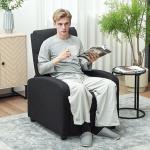 Justerbar Vilstol 135°, Utdragbart Fotstöd och Vadderade Armstöd i Linne-polyester, Svart