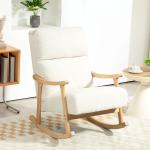 Gungstol med Sammetsklädsel och Ergonomiskt Ryggstöd, upp till 120 kg, Krämvit, 65 x 90 x 98 cm