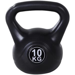 Kettlebell 10 kg, Vikthantel Fylld med Sand för Nybörjare, Svart