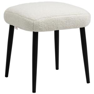 Fotpall Fyrkantig Pall Kräm av Tyg med Kashmirlook och Stål för Vardagsrum och Sovrum Dressing Pall med Stålben 42 x 42 x 47 cm