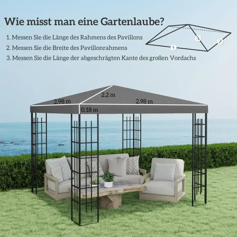 Ersättningstak för Paviljong Gazebotak Mörkgrå 3 x 3 m