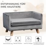 Hundsoffa i Sammet, Snygg Husdjursbädd med Träben, Bekväm Sovplats för Små Hundar upp till 8 kg, Grå, 64 x 45 x 36 cm