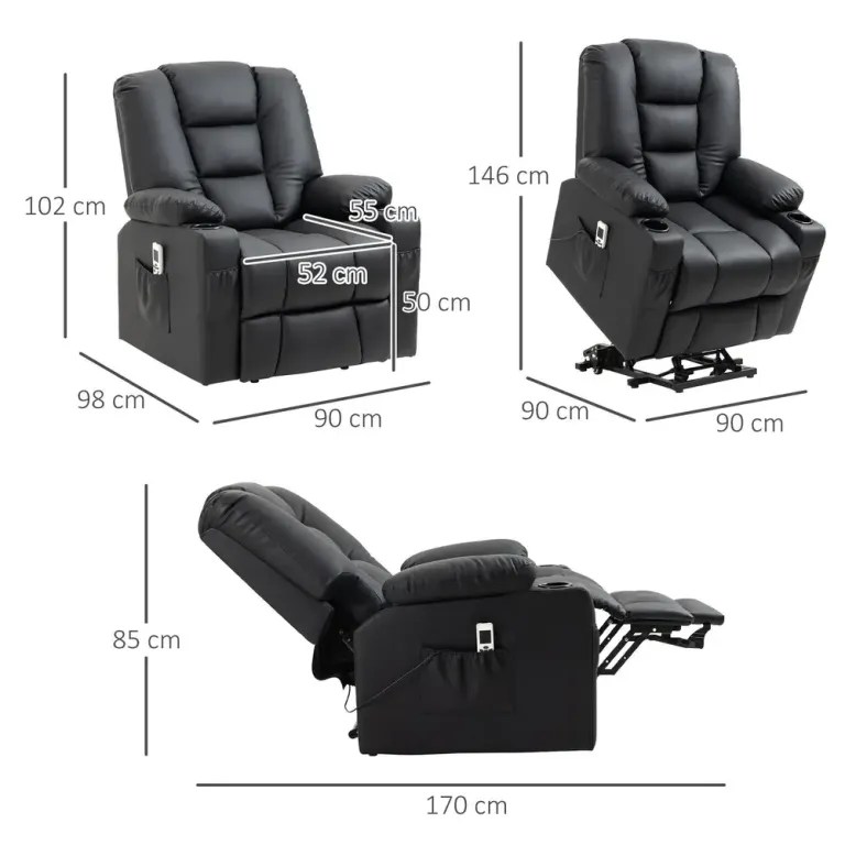 Massagestol Relaxstol Svart av Konstläder och Metall