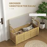 Skobänk Garderobsbänk Natur av Bambu för Hall och Entré Bänk med Gångjärnslock och Skoställ Förvaring 100 x 40 x 60 cm