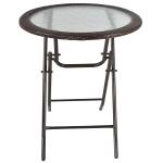 Campingbord Fällbart Bord Svart av Stål och Plast med Rottingdekoration för Trädgård och Picknick Robust och Bärbar Rund Design Ø 68 cm