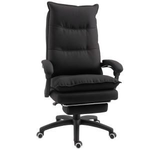 Kontorsstol med Massagefunktion, Ergonomisk Skrivbordsstol med Ligg- och Vridfunktion, Fotstöd, Svart