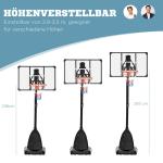 Basketstativ Basketkorg Svart av Stål och Plast för Trädgård och Idrottsplats Höjdjusterbart med Rullbar Bas 293-350 cm