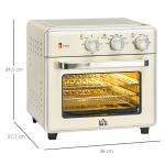 Minugn med Varmluft 20L, Kompakt Bordsugn med Pizzasten, Mångsidig Ugn med Timer och Tillbehör, Gräddvit, 1400 W